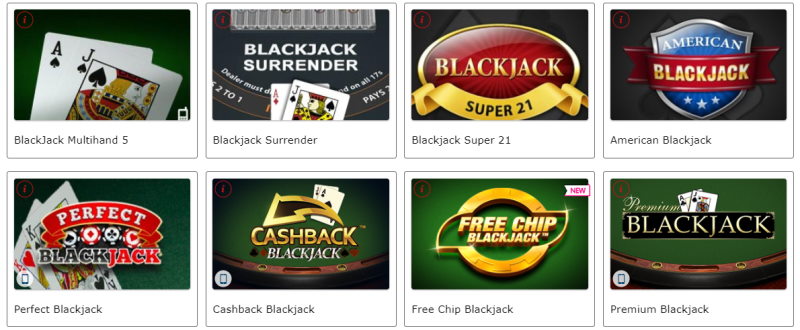 Cinco Mesas de Blackjack 