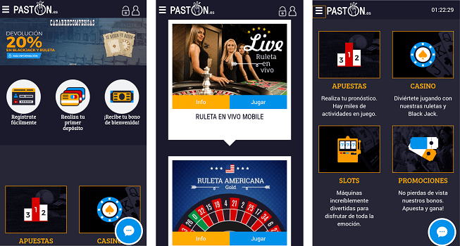 App Móvil de Paston Casino