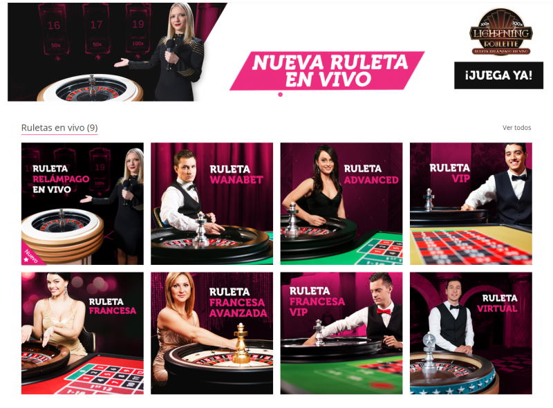 Ruleta Online En Vivo en Wanabet Casino